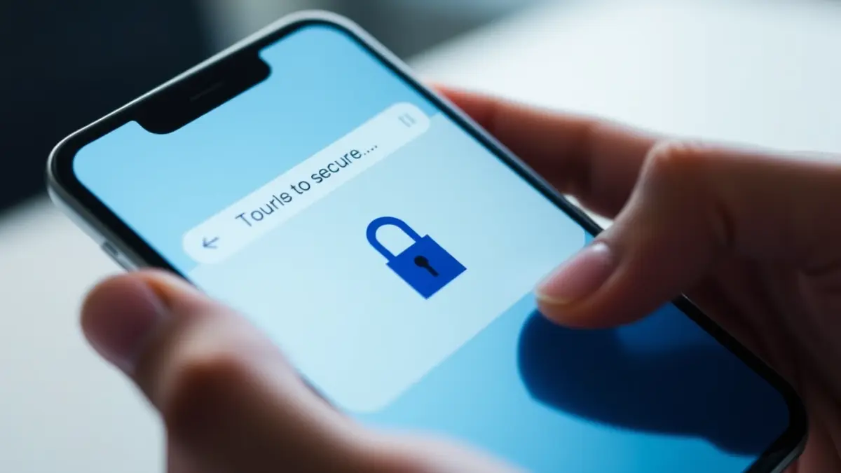 Imagen genérica de un teléfono móvil mostrando una página web segura con un candado de seguridad.