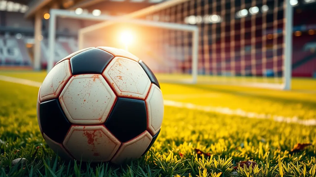 Imagen genérica de un balón de fútbol en un campo, con la portería al fondo.
