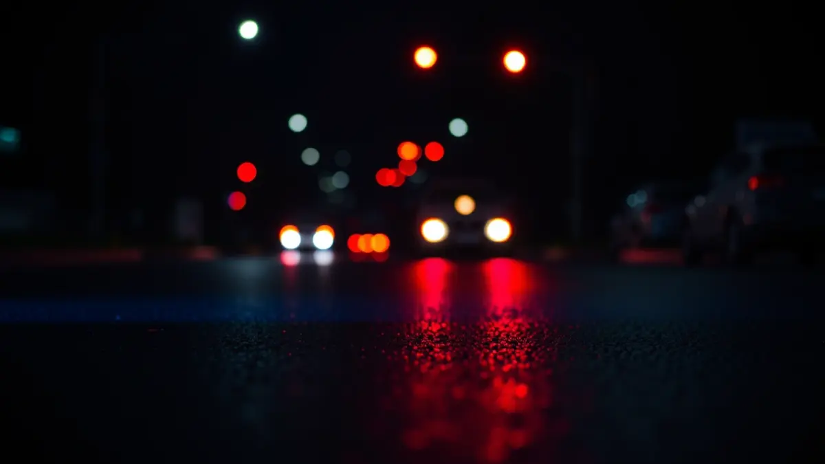 Imagen genérica de luces de emergencia reflejadas en el asfalto mojado.