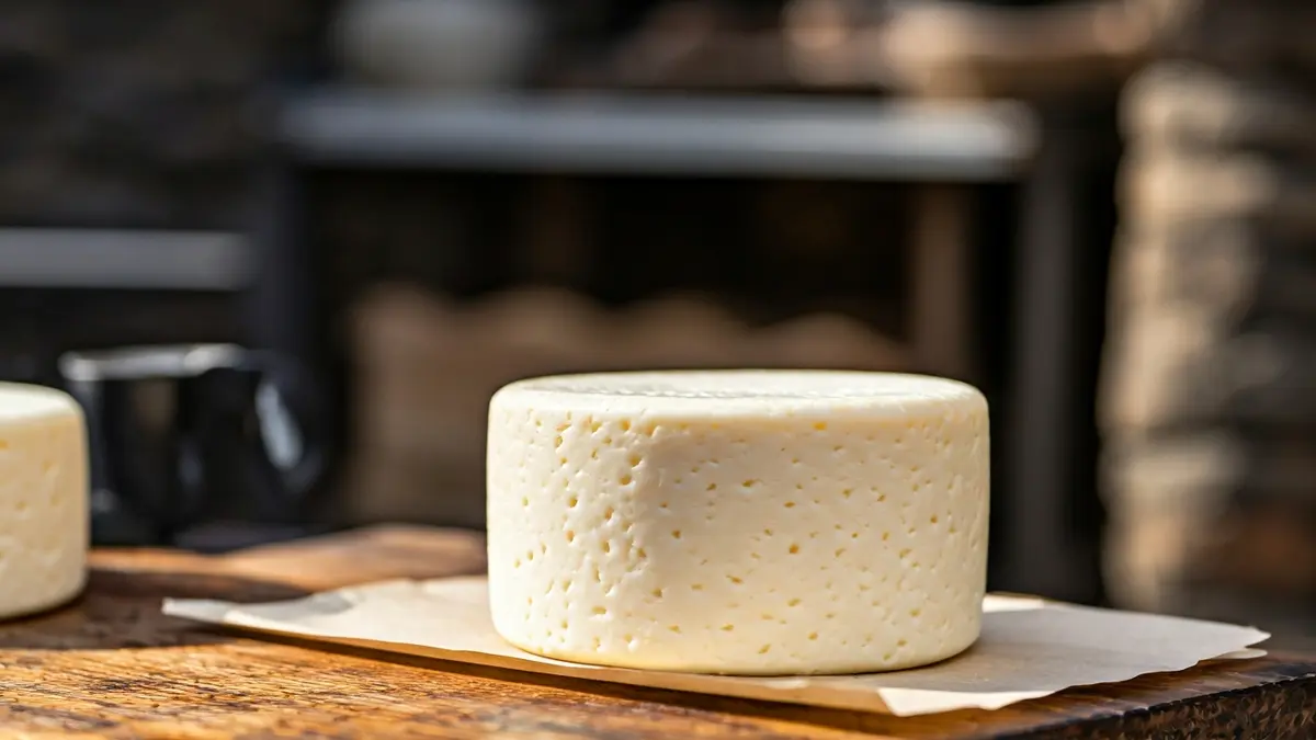 Imagen de queso fresco de cabra siendo elaborado artesanalmente.