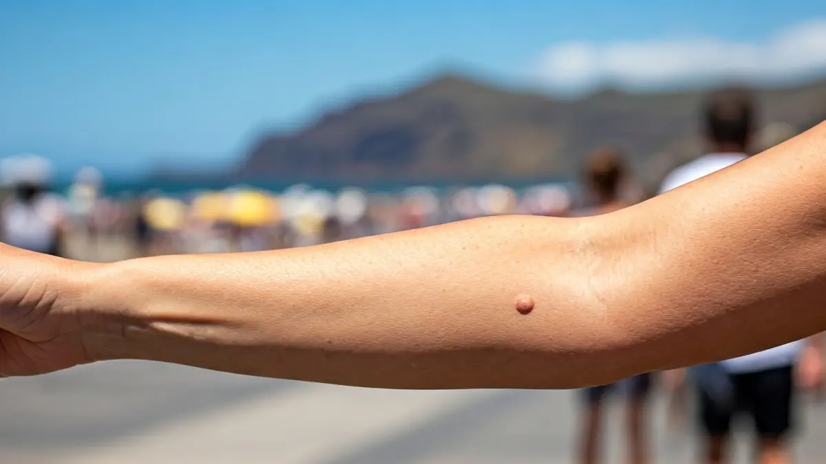 Generic image of a mole on skin, symbolizing skin cancer prevention.