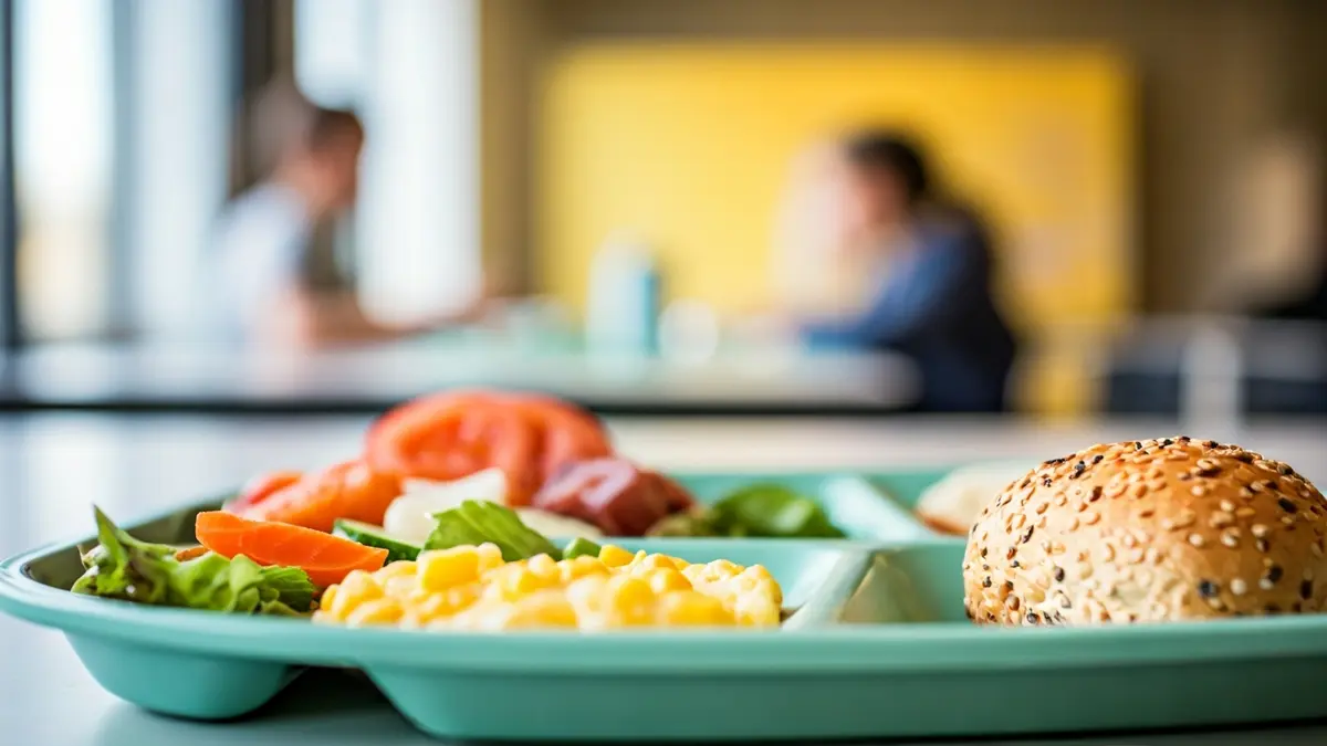 Imagen genérica de un plato de comida escolar saludable en una cafetería