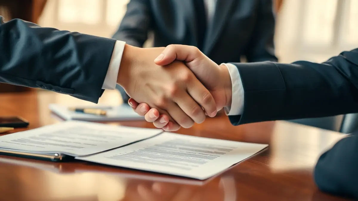 Imagen genérica de dos manos estrechándose sobre un escritorio, simbolizando un acuerdo o conflicto.