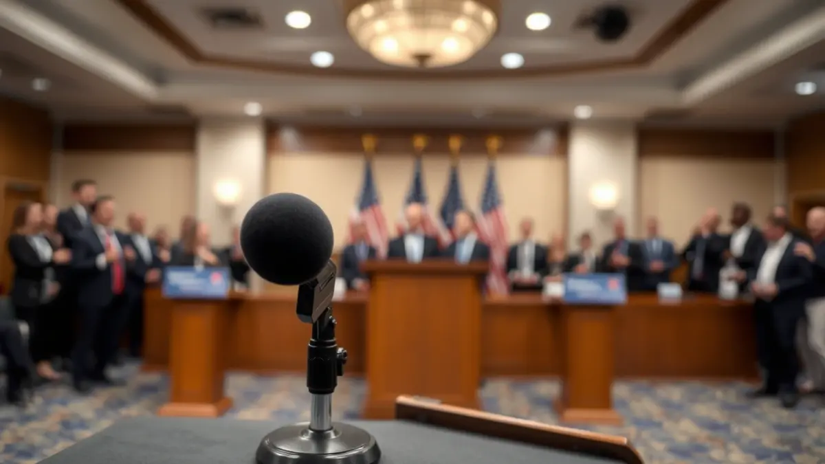 Imagen genérica de un micrófono en un podio, simbolizando declaraciones políticas.