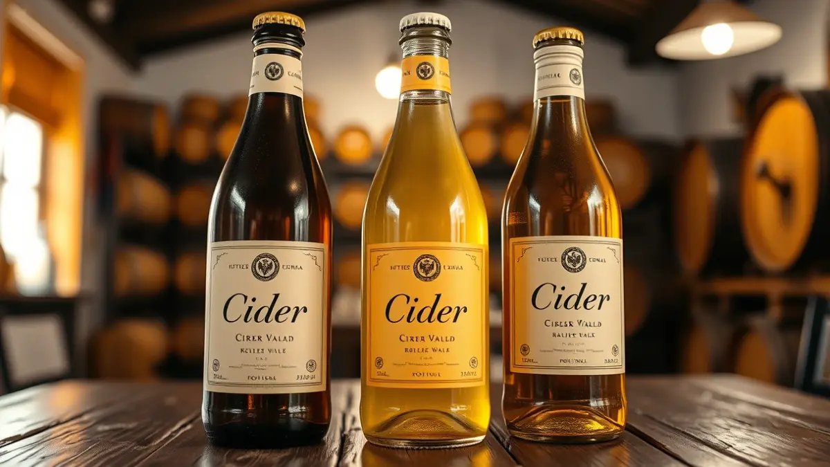 Imagen de las nuevas sidras elaboradas por estudiantes de vitivinicultura.