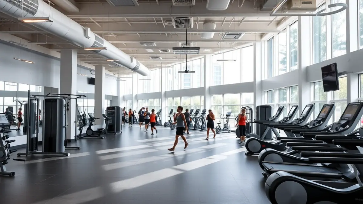 Generic image of a modern and spacious gym with sports equipment.