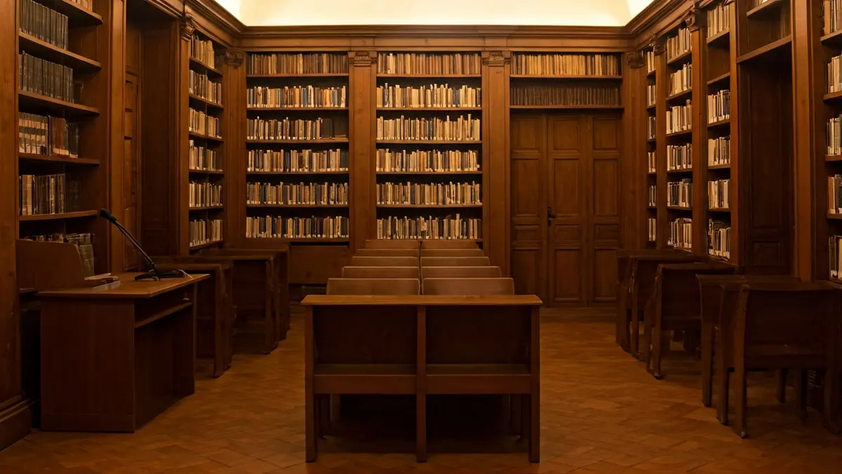 Generic image of a book presentation in a library or cultural hall.
