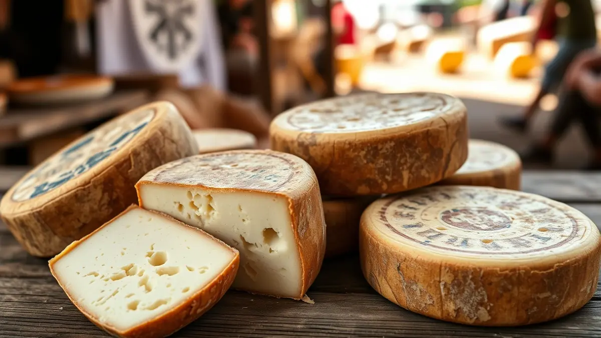 Imagen de quesos majoreros en una feria agrícola.