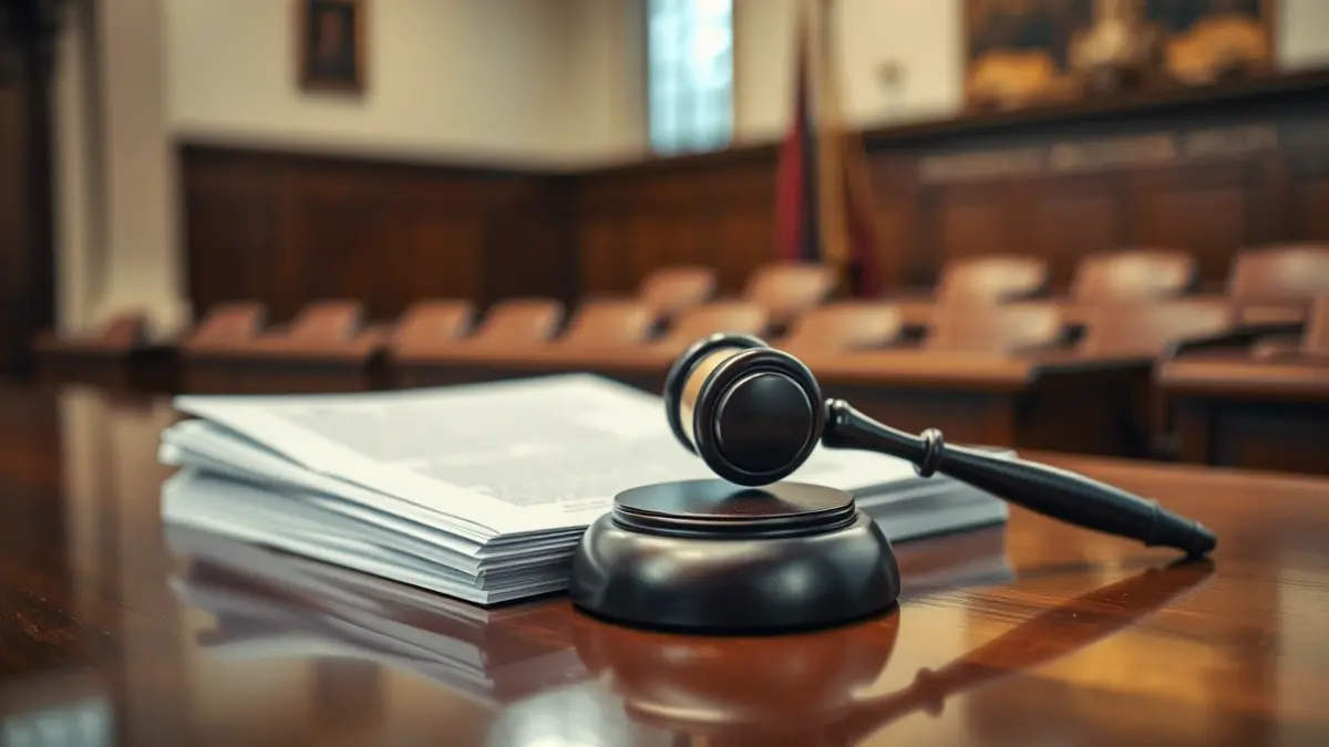 Imagen genérica de un mazo de juez sobre documentos legales.