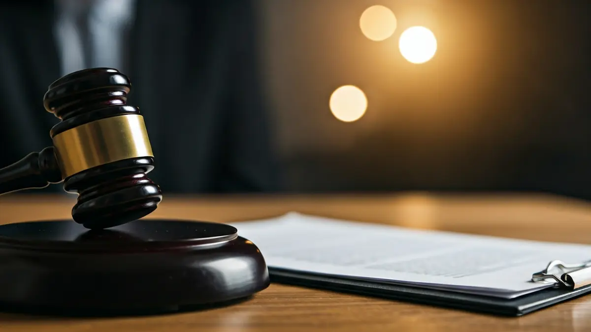 Imagen genérica de un mazo de juez sobre una mesa con documentos legales, simbolizando una decisión judicial.