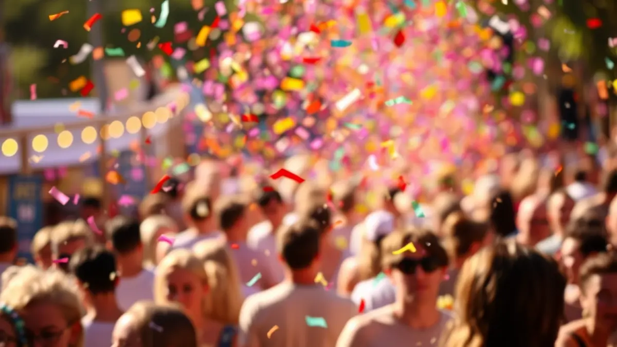Imagen genérica de un evento festivo de verano con gente y confeti.