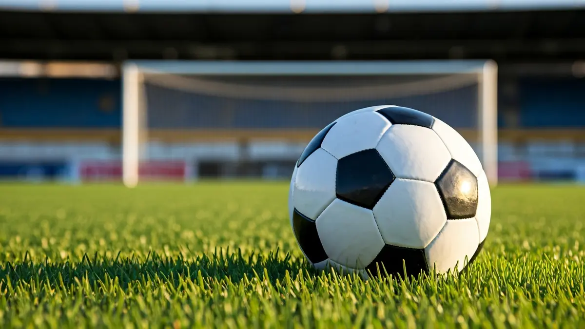 Generic image of a soccer ball on a stadium pitch.