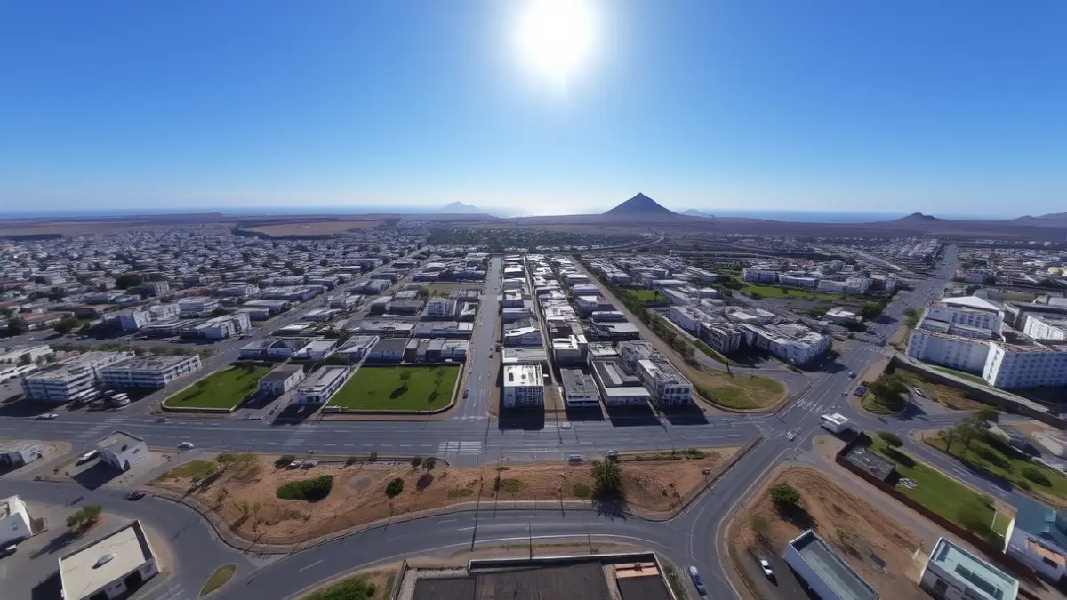 Image of a dense urban landscape in Arrecife, with asphalt and buildings dominating over green areas.