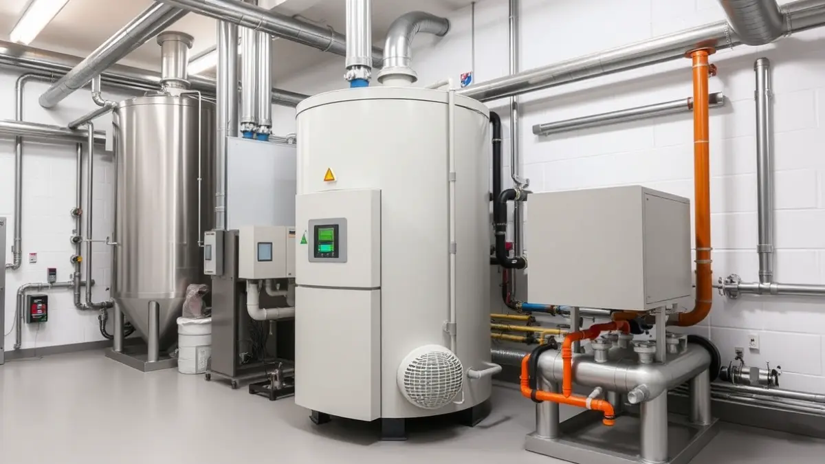 Imagen genérica de una caldera de pellets con su silo de almacenamiento.