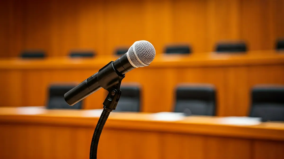 Generic image of a microphone on a podium in a municipal plenary hall.