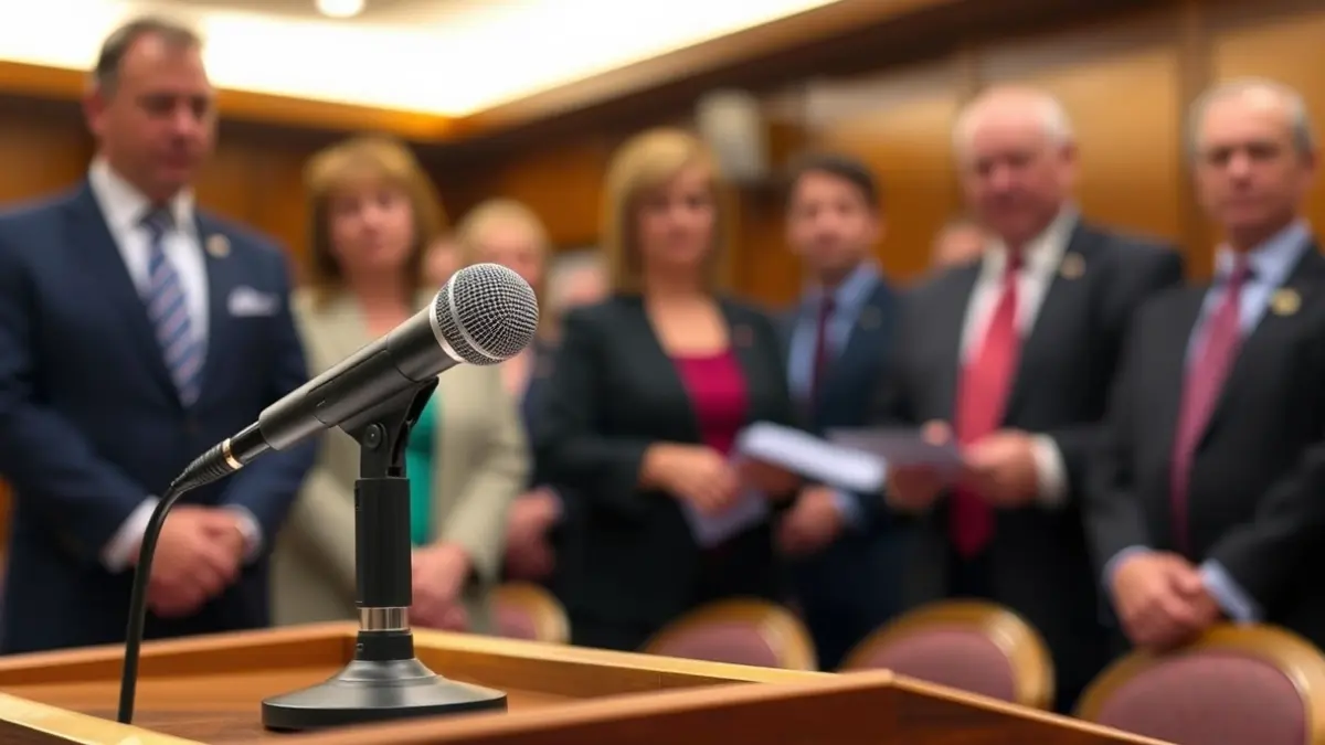 Imagen genérica de un micrófono en un podio durante una comparecencia pública.