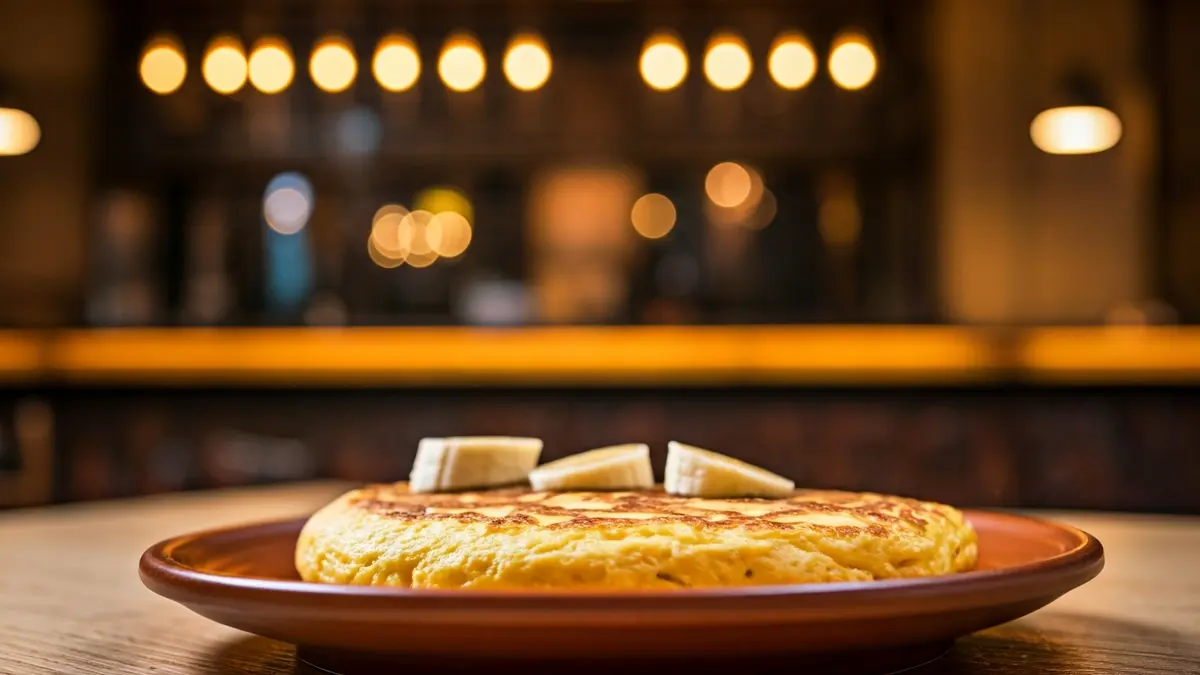 Image of a potato omelette with banana, a typical Canarian dish.