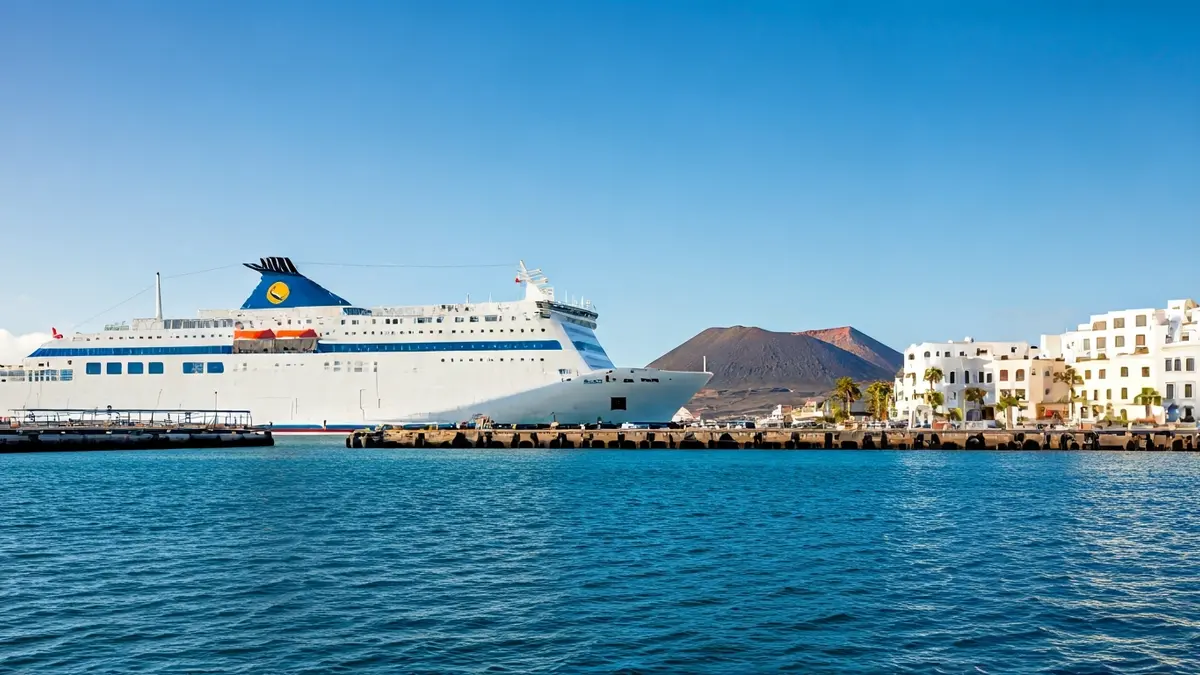 Baleària's 'Marie Curie' vessel docked at the port of Santa Cruz de La Palma.