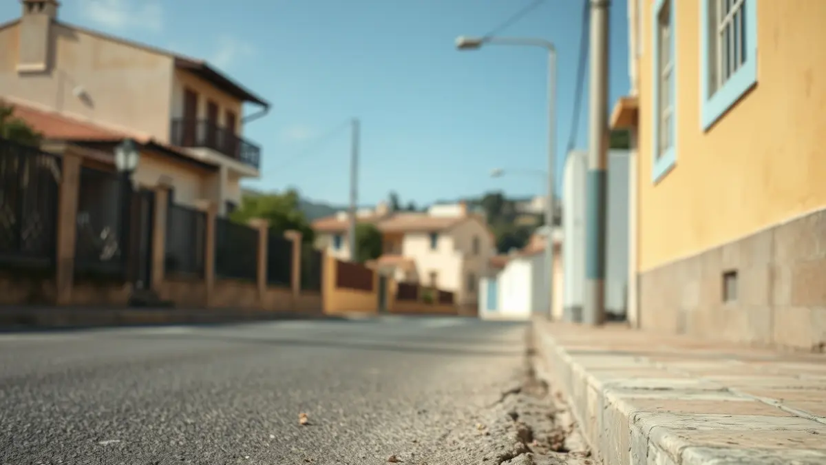 Image of a street in a Canary Islands neighborhood with some infrastructure damage.