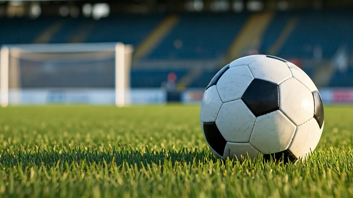 Imagen genérica de un balón de fútbol en el césped de un estadio.