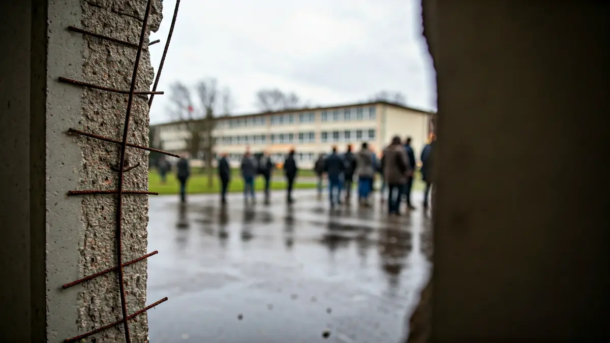 Imagen de un muro perimetral dañado en un centro educativo tras una borrasca.