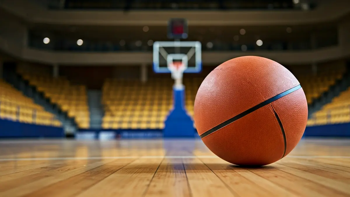 Generic image of a basketball on a court.