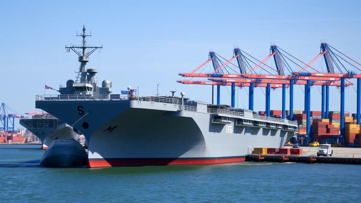 Buque militar estadounidense atracado en el Puerto de Santa Cruz de Tenerife