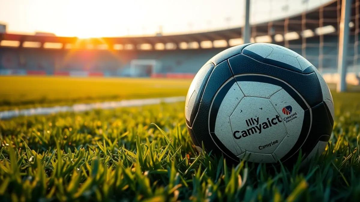 Generic image of a soccer ball on a stadium pitch.