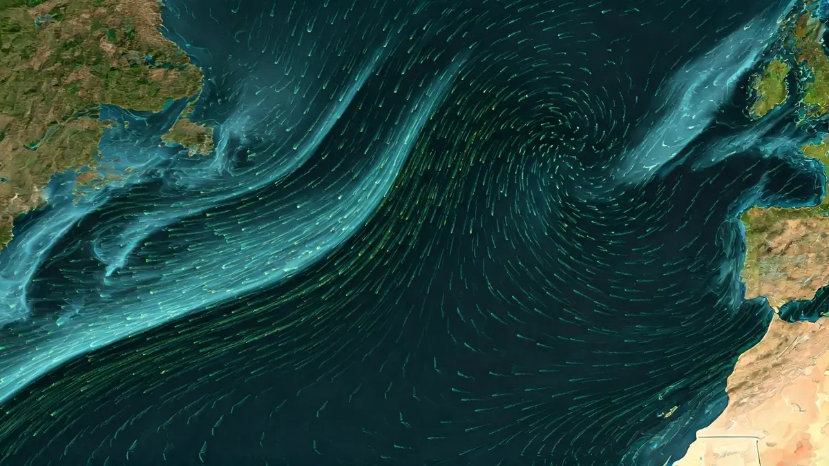 Imagen genérica de un mapa meteorológico de las Islas Canarias con indicaciones de viento y oleaje.