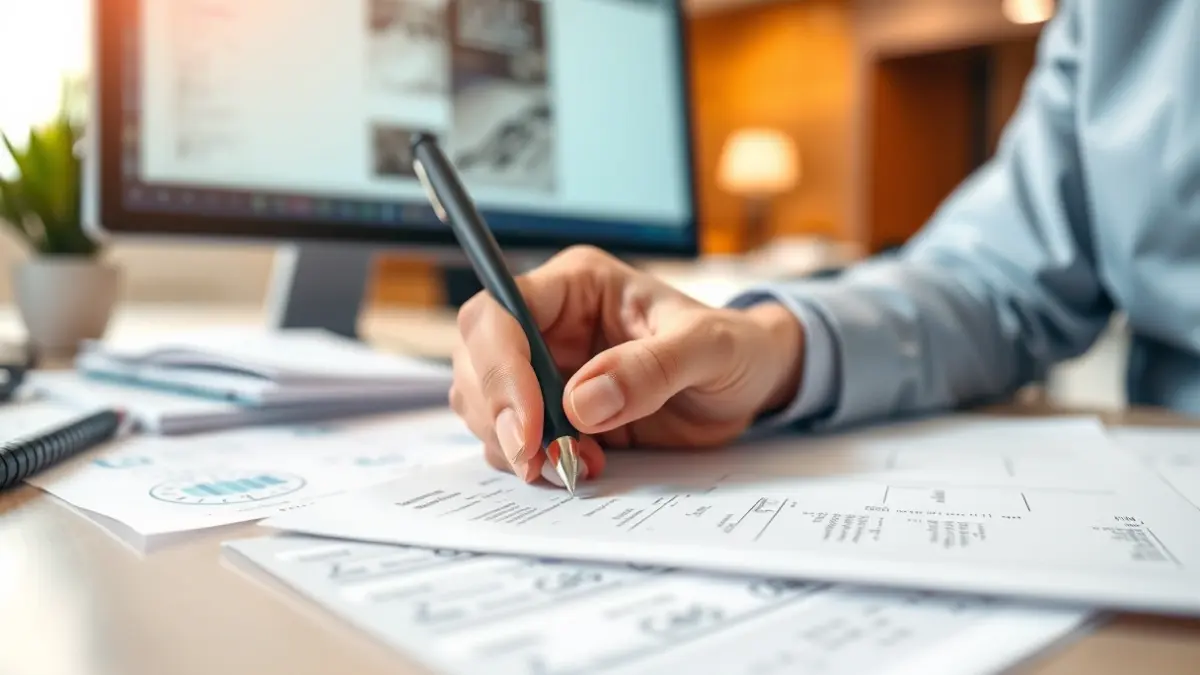 Generic image of a person filling out a form in an office.
