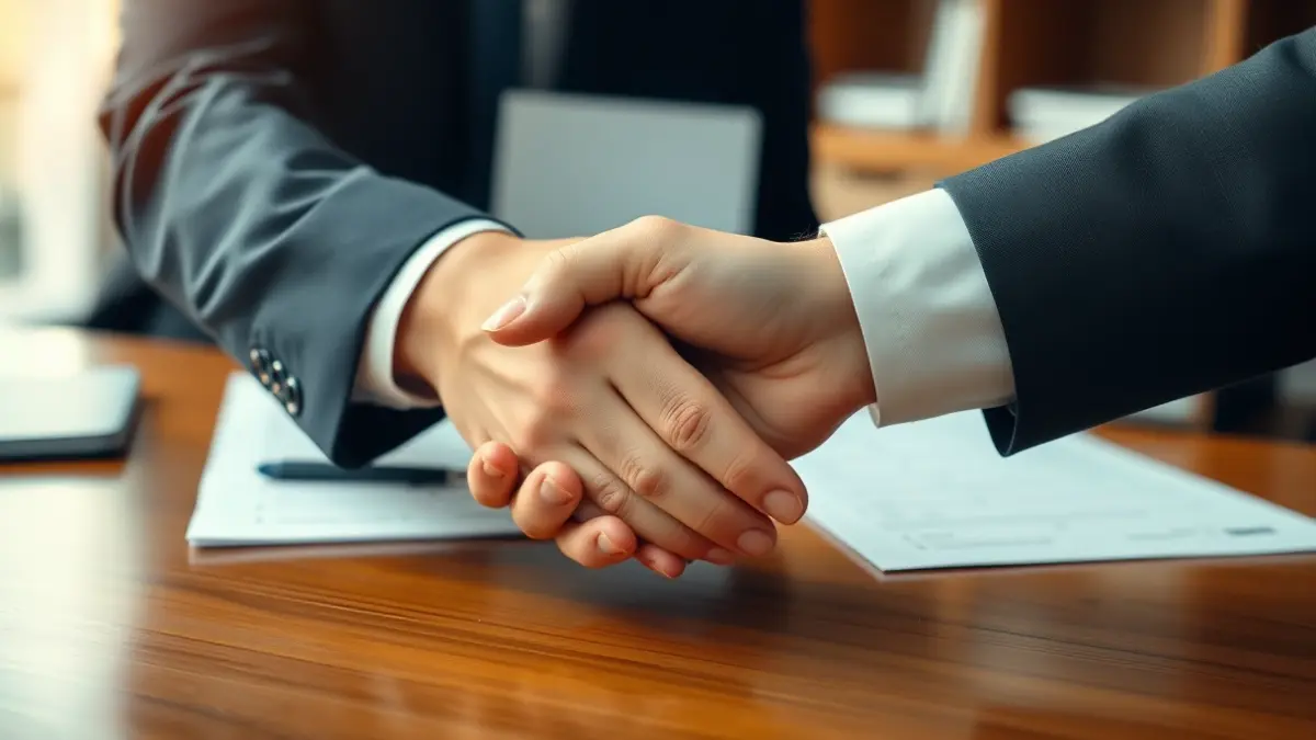 Imagen genérica de un apretón de manos sobre un escritorio, simbolizando un acuerdo o cooperación.