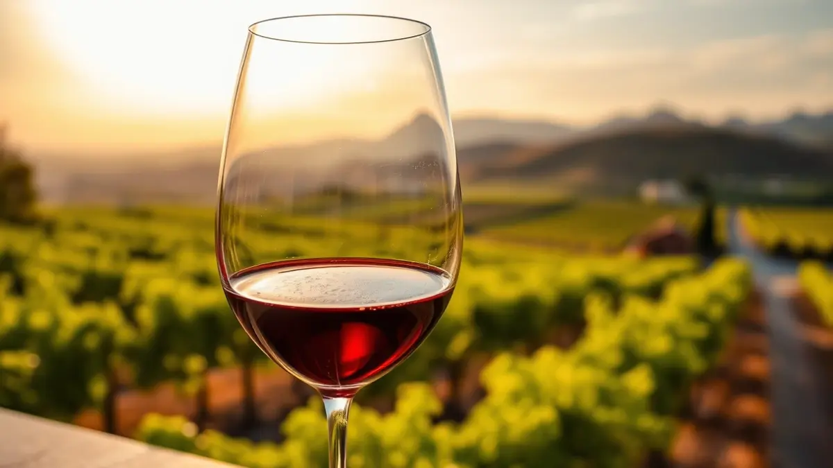 Imagen genérica de una copa de vino con un paisaje canario de fondo.