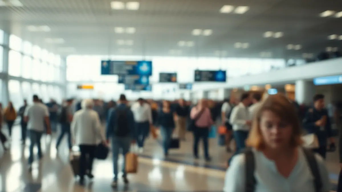 Imagen genérica de una terminal de aeropuerto con pasajeros desorientados.