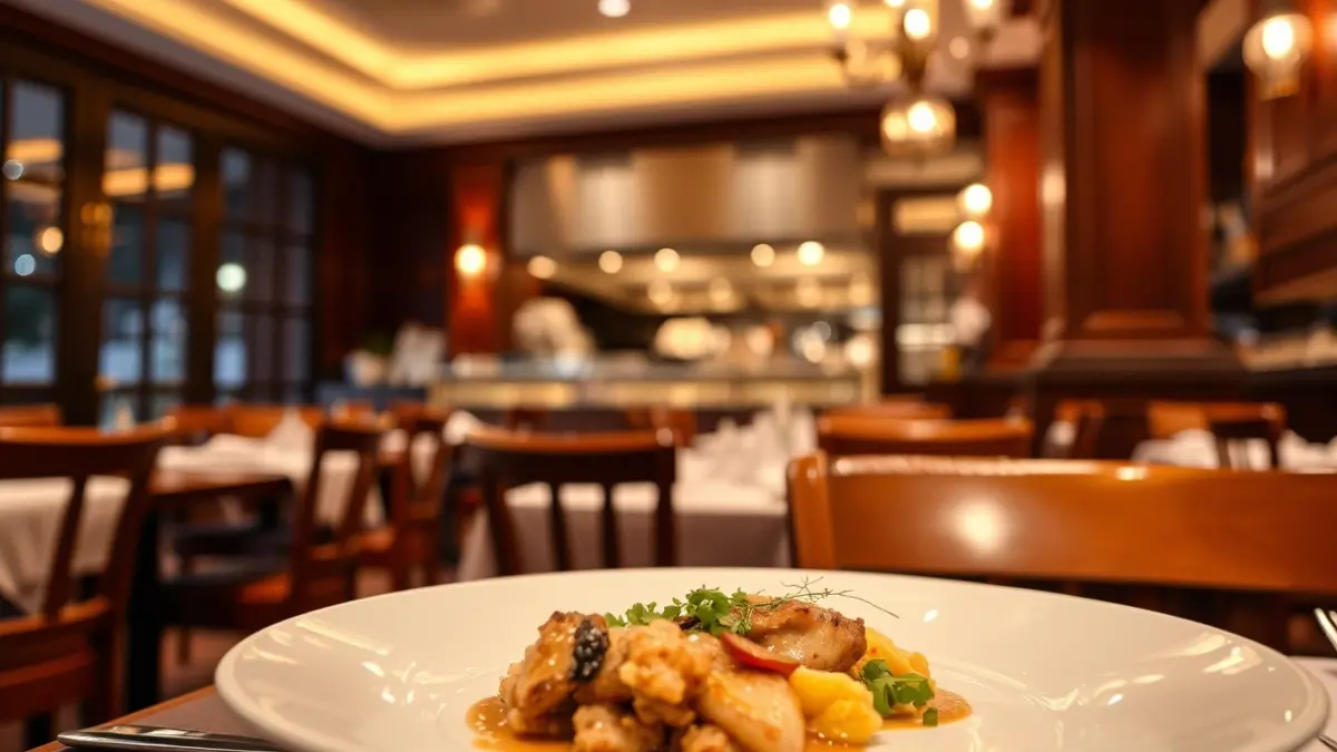 Image of a gourmet dish in a fine dining restaurant.