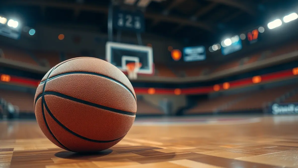 Imagen genérica de un balón de baloncesto en una cancha.