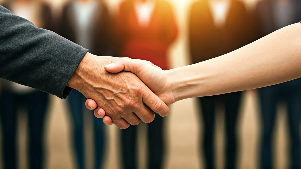 Generic image of hands from different generations clasped, symbolizing support and inclusion.