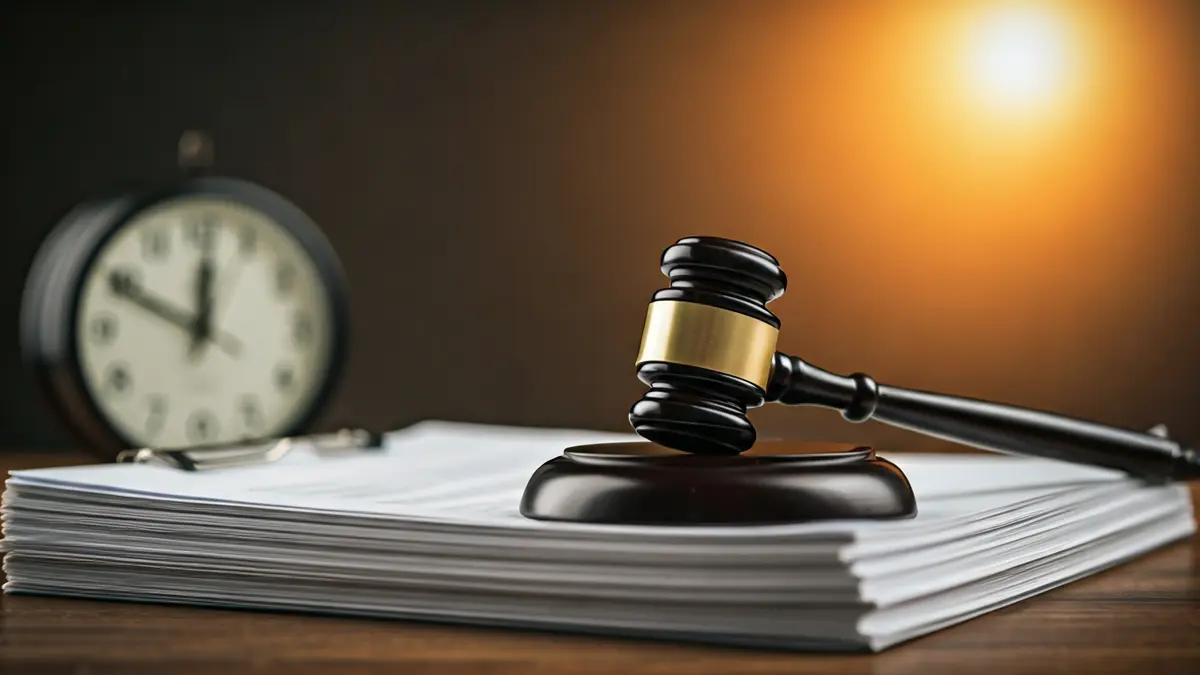 Generic image of legal documents and a gavel, symbolizing judicial delays.