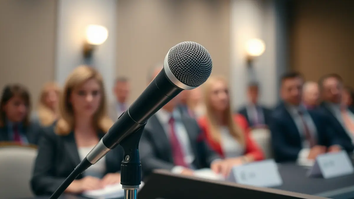 Imagen genérica de un micrófono en un podio, simbolizando el diálogo y las negociaciones.