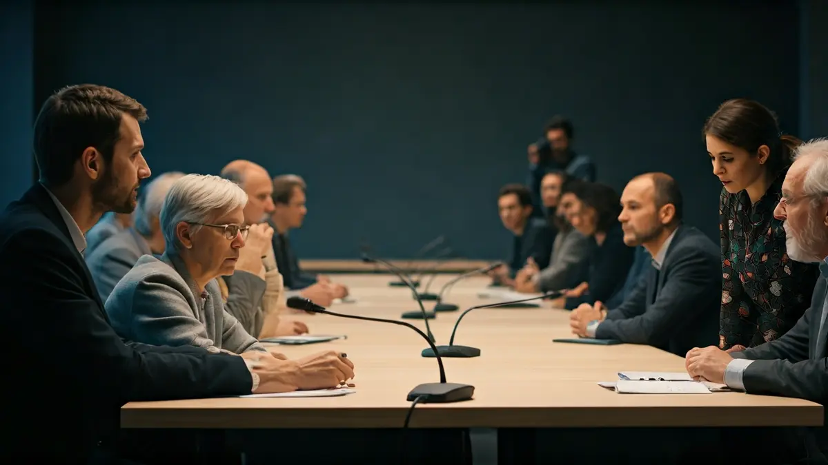 Generic image of a colloquium or panel discussion with participants of different ages.