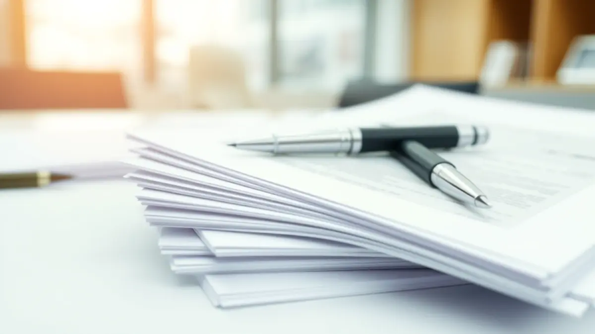 Imagen genérica de documentos oficiales y un bolígrafo, simbolizando un contrato o expediente administrativo.