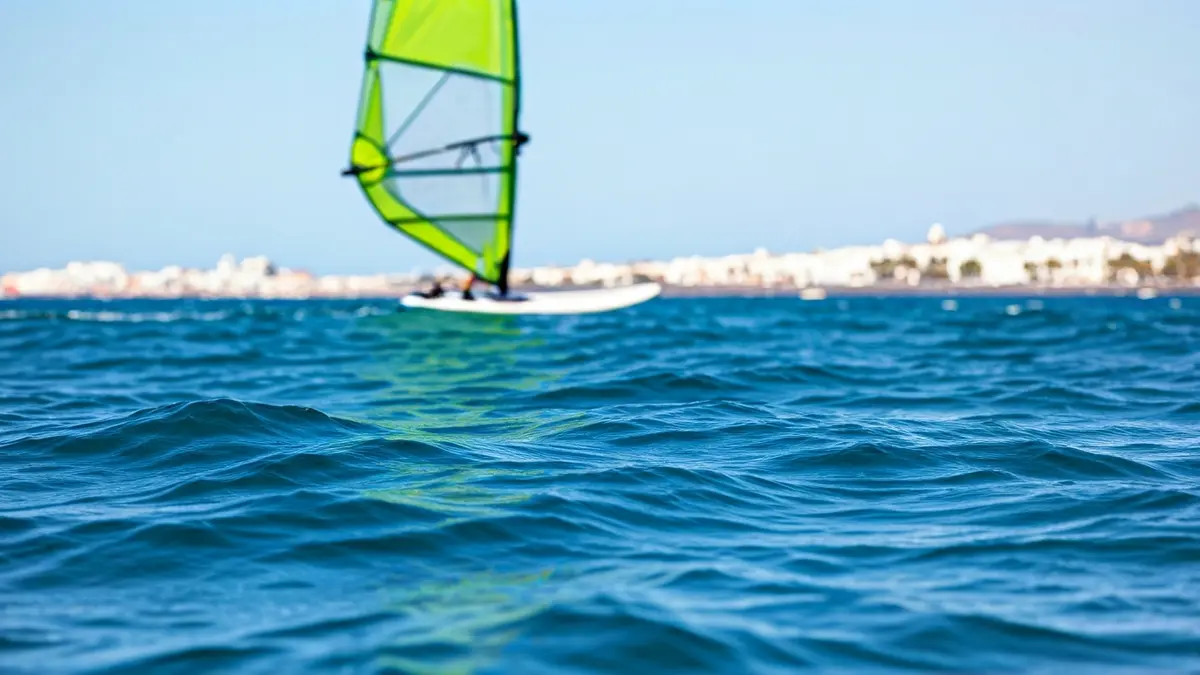 Generic image of a windsurf board on the water.