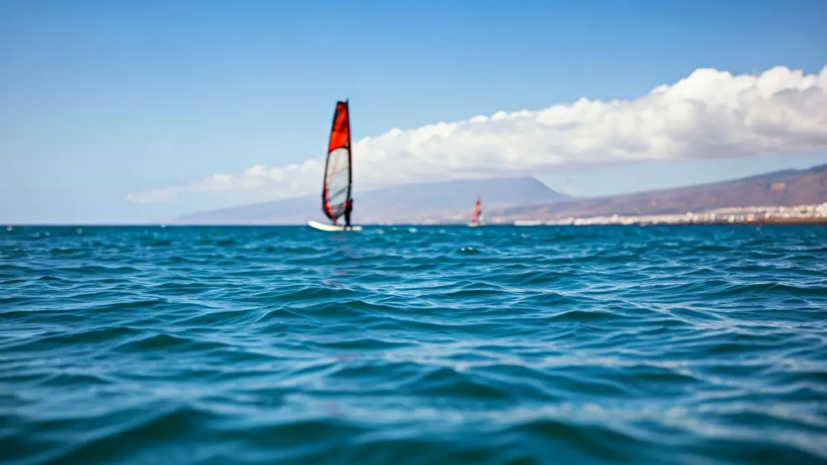 Generic image of a windsurf board on the water.