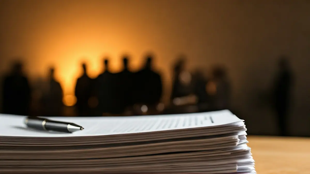 Imagen genérica de documentos legales y un mazo, simbolizando la justicia y la burocracia.