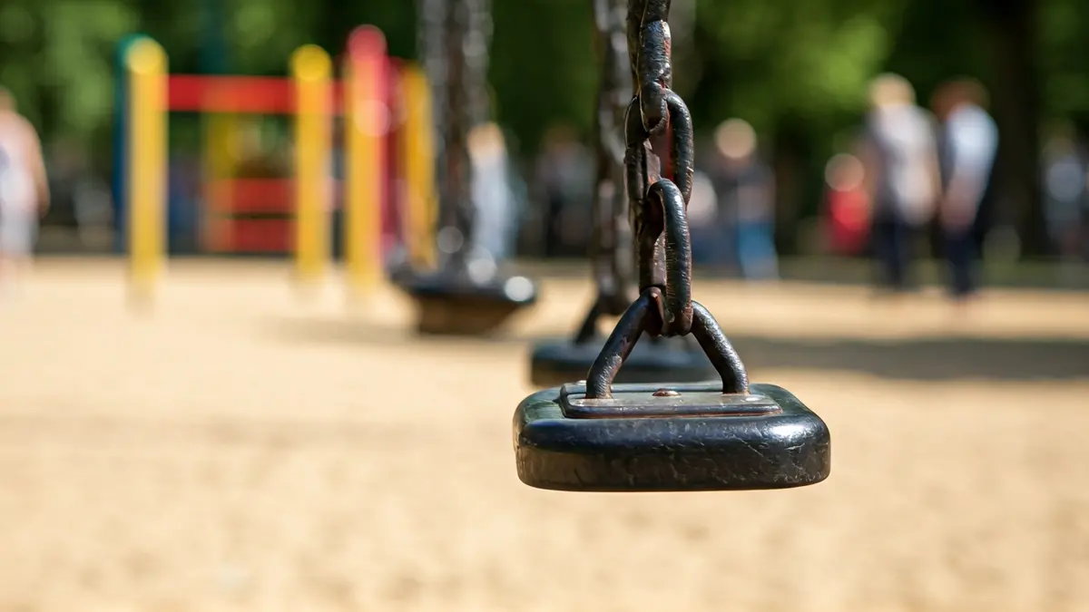 Generic image of a children's playground with deteriorated elements, symbolizing neglect.