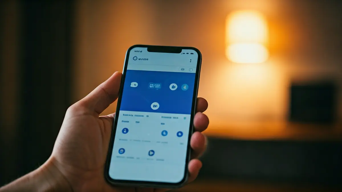 Imagen genérica de una persona usando un teléfono móvil, con una pantalla que muestra una red social.