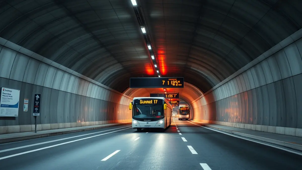 Image of an underground bus tunnel entrance in Santa Cruz de Tenerife.
