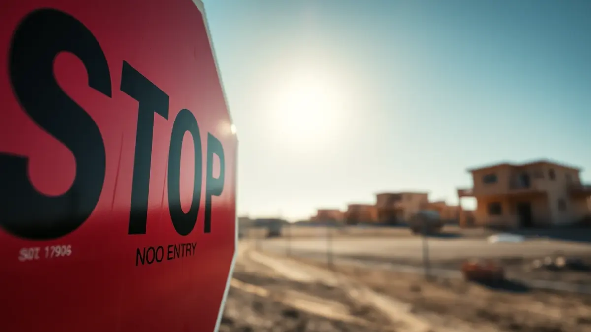 Imagen de una señal de 'STOP' en una obra ilegal en Canarias.