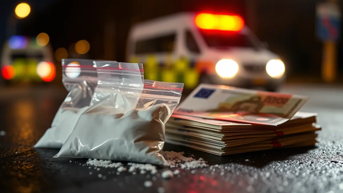 Imagen genérica de drogas incautadas y dinero en efectivo.