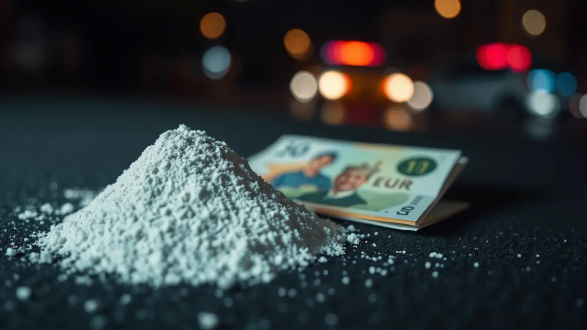 Imagen de drogas incautadas y dinero en efectivo.