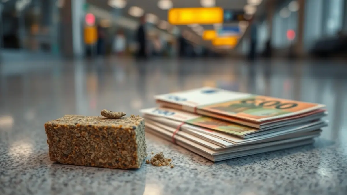 Generic image of hashish and euro banknotes, representing a public health offense.